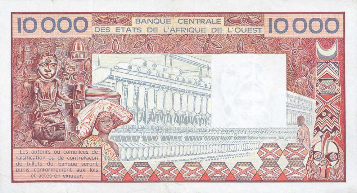Back of West African States p408Da: 10000 Francs from 1981