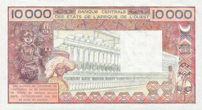 Back of West African States p408Db: 10000 Francs from 1981