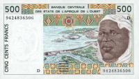 p410Dd from West African States: 500 Francs from 1994