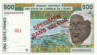 Gallery image for West African States p410Ds: 500 Francs
