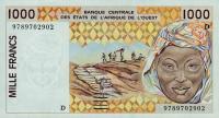 p411Dg from West African States: 1000 Francs from 1997
