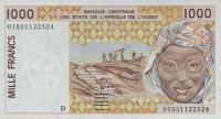 p411Dk from West African States: 1000 Francs from 2001