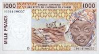 Gallery image for West African States p411Dm: 1000 Francs