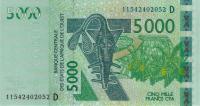 p417Dj from West African States: 5000 Francs from 2011