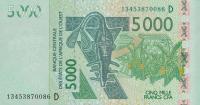 Gallery image for West African States p417Dm: 5000 Francs