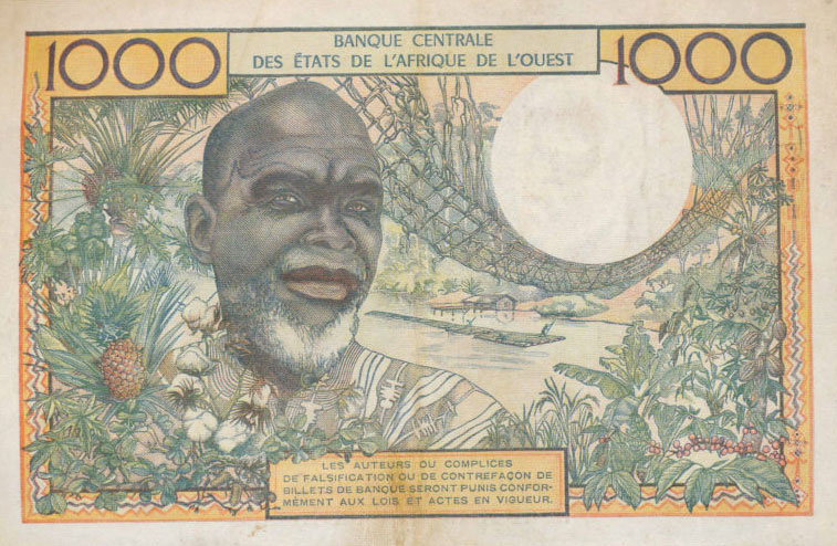 Back of West African States p4a: 1000 Francs from 1959