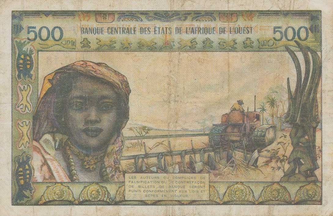 Back of West African States p502Ee: 500 Francs from 1965