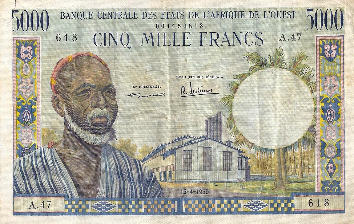 Front of West African States p5a: 5000 Francs from 1959