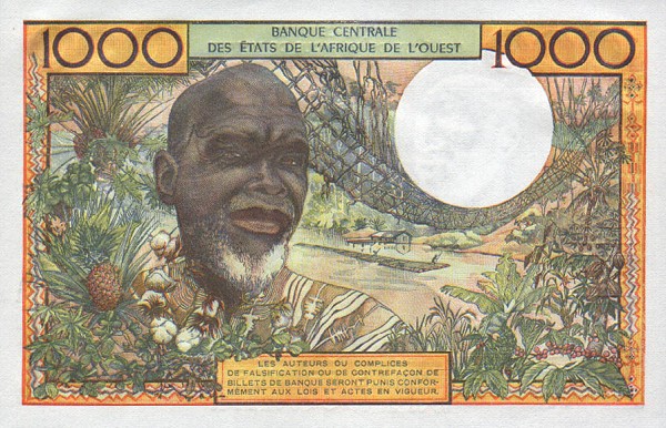 Back of West African States p603Hm: 1000 Francs from 1959
