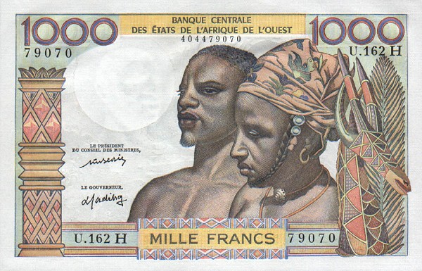 Front of West African States p603Hm: 1000 Francs from 1959