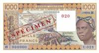 p607Hs from West African States: 1000 Francs from 1988