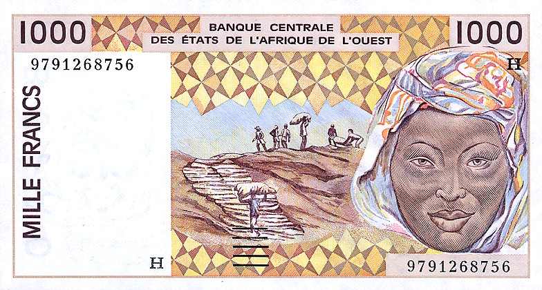 Front of West African States p611Hg: 1000 Francs from 1997
