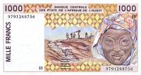 p611Hg from West African States: 1000 Francs from 1997