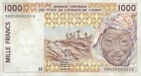 p611Hh from West African States: 1000 Francs from 1998