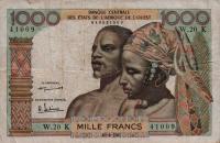 p703Kb from West African States: 1000 Francs from 1961