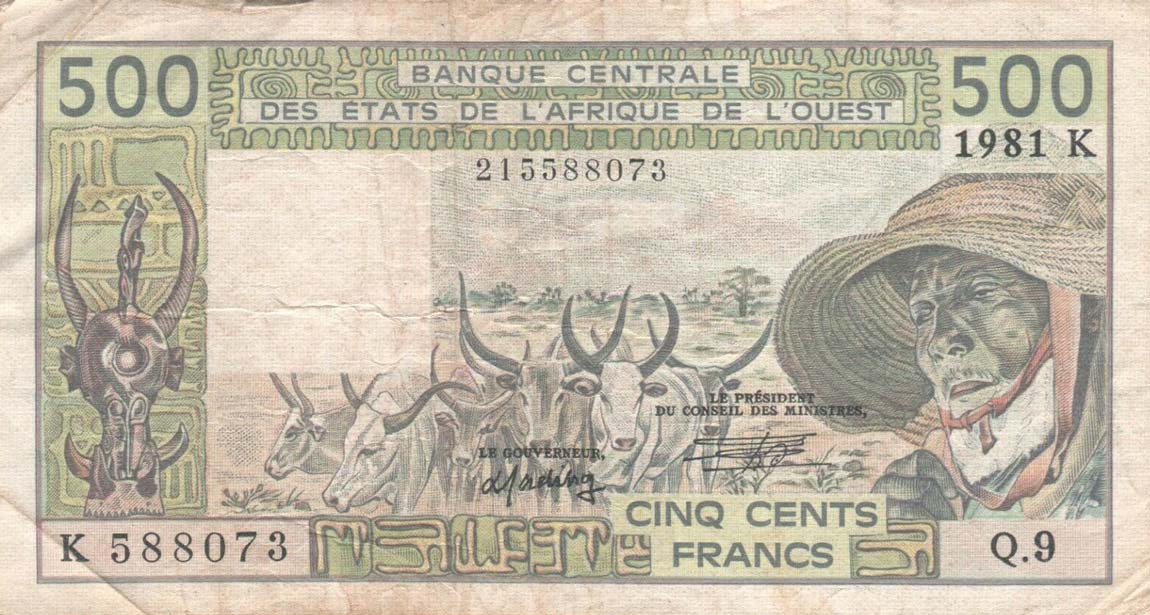 Front of West African States p706Kb: 500 Francs from 1981