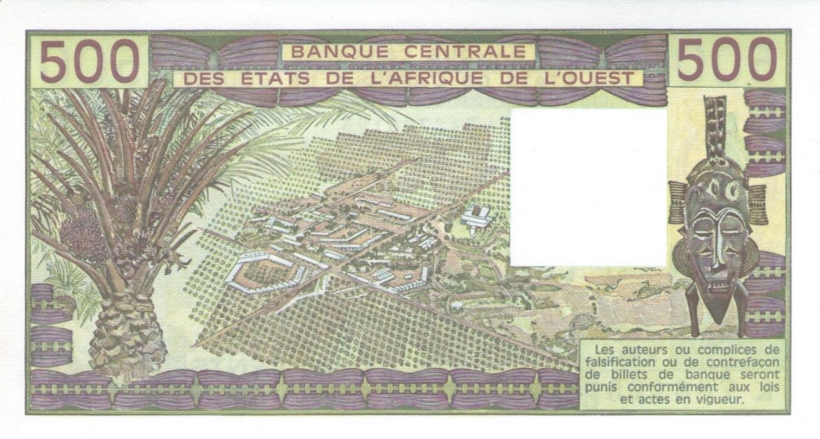 Back of West African States p706Kl: 500 Francs from 1990