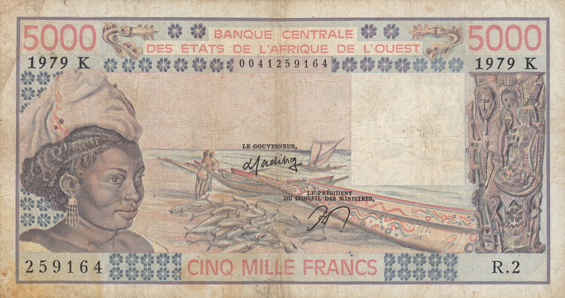 Front of West African States p708Kb: 5000 Francs from 1979