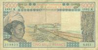 Gallery image for West African States p708Ko: 5000 Francs