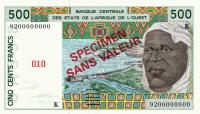p710Ks from West African States: 500 Francs from 1991