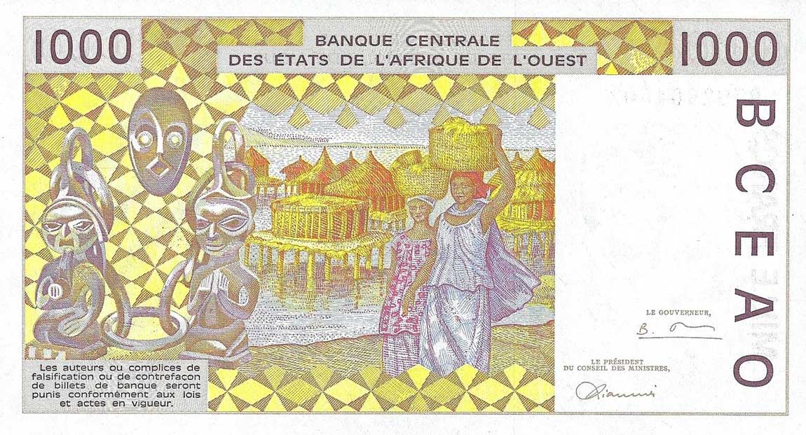Back of West African States p711Kg: 1000 Francs from 1997