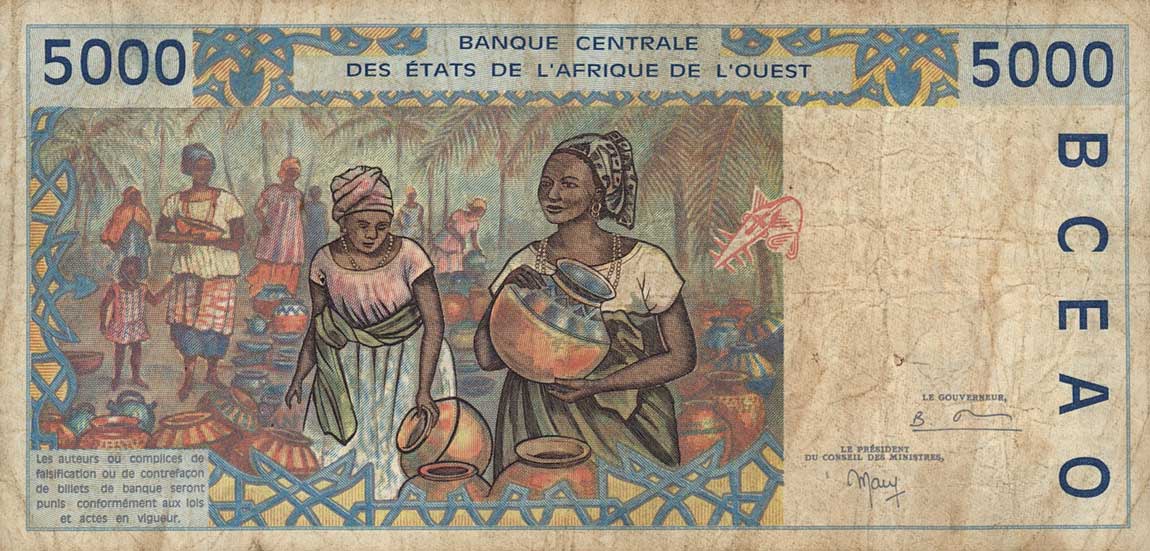 Back of West African States p713Ki: 5000 Francs from 1999
