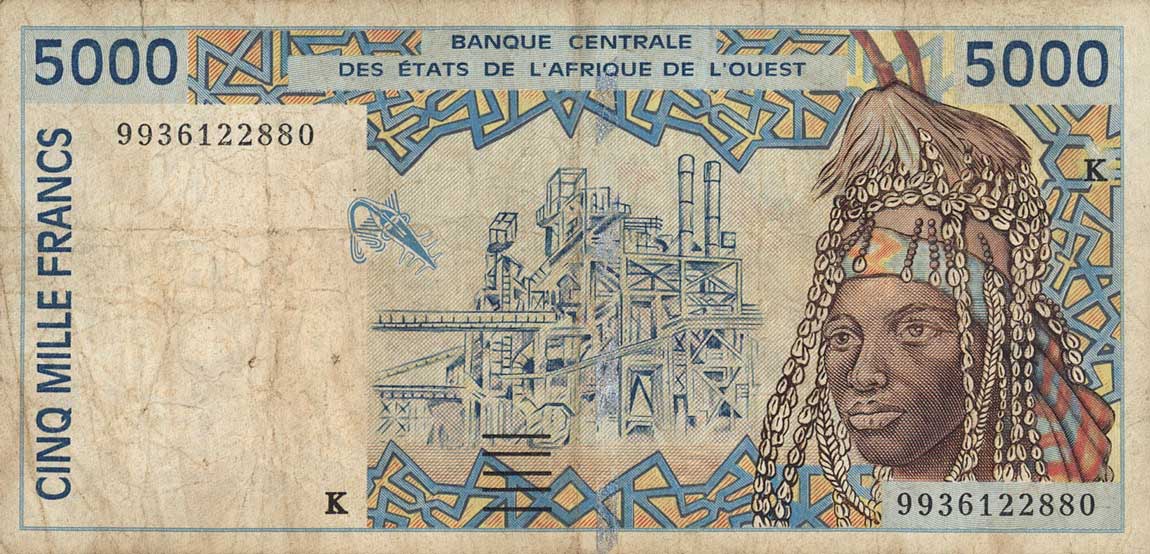 Front of West African States p713Ki: 5000 Francs from 1999