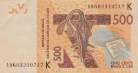 Gallery image for West African States p719Kg: 500 Francs