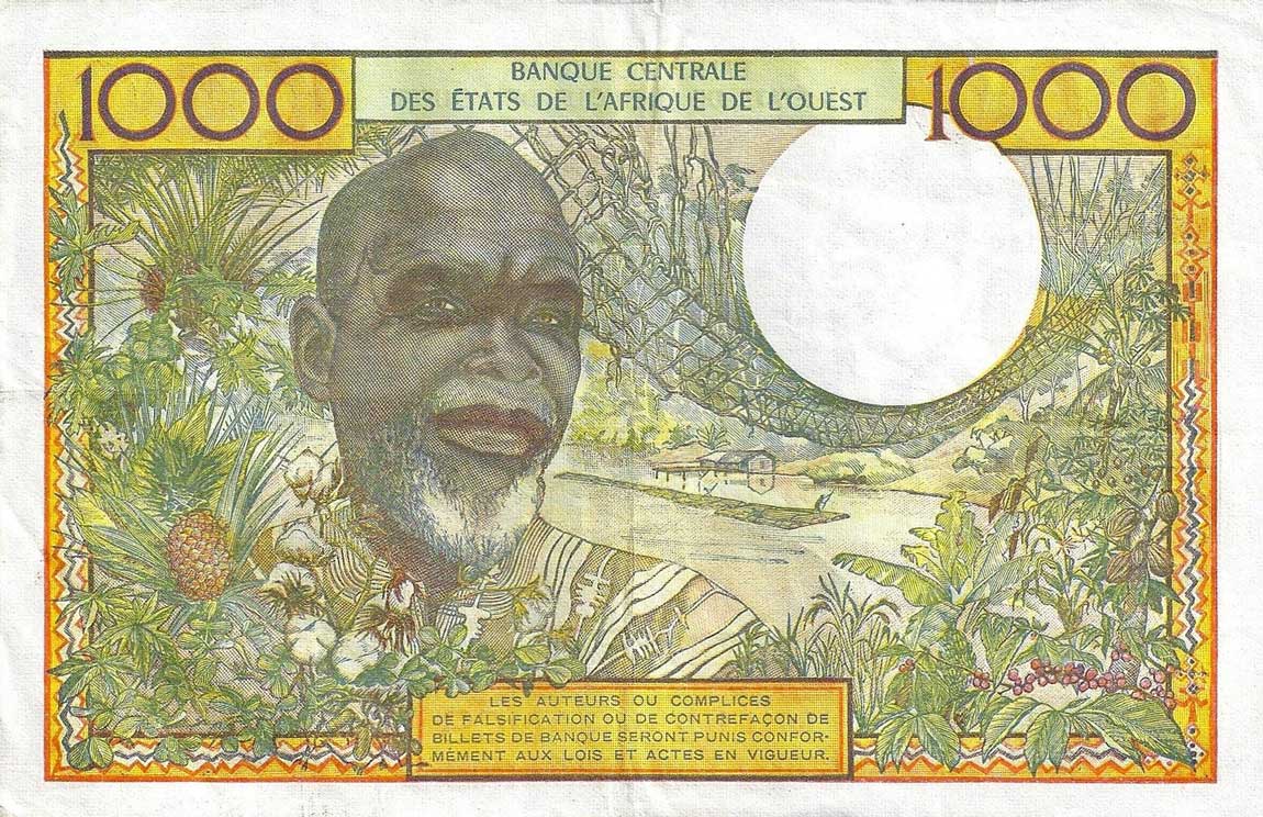 Back of West African States p803Tl: 1000 Francs from 1959