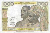 p803Tn from West African States: 1000 Francs from 1959