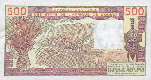 Back of West African States p805T: 500 Francs from 1979