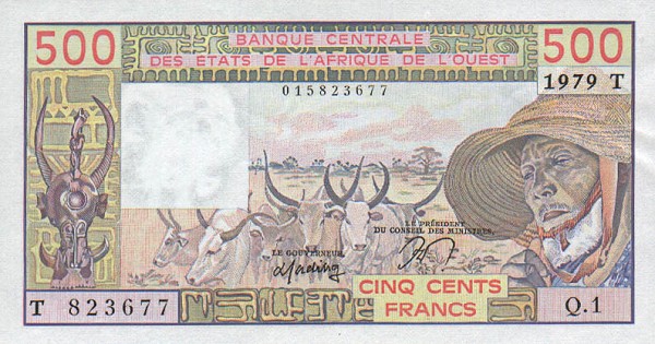 Front of West African States p805T: 500 Francs from 1979