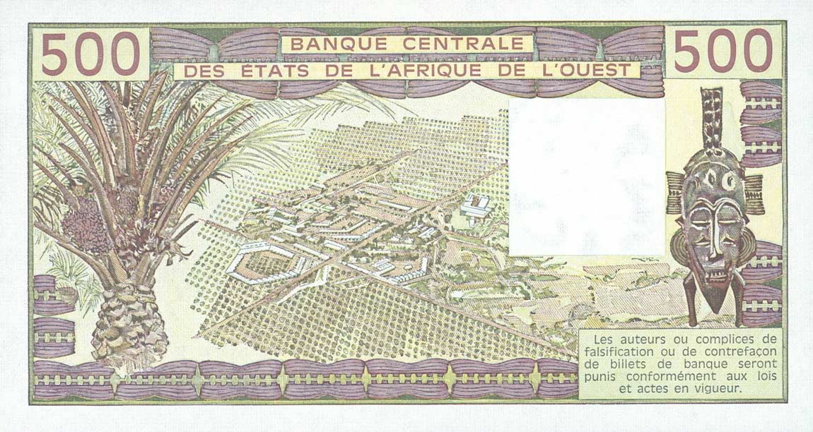 Back of West African States p806Ti: 500 Francs from 1986
