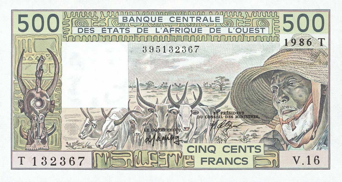 Front of West African States p806Ti: 500 Francs from 1986