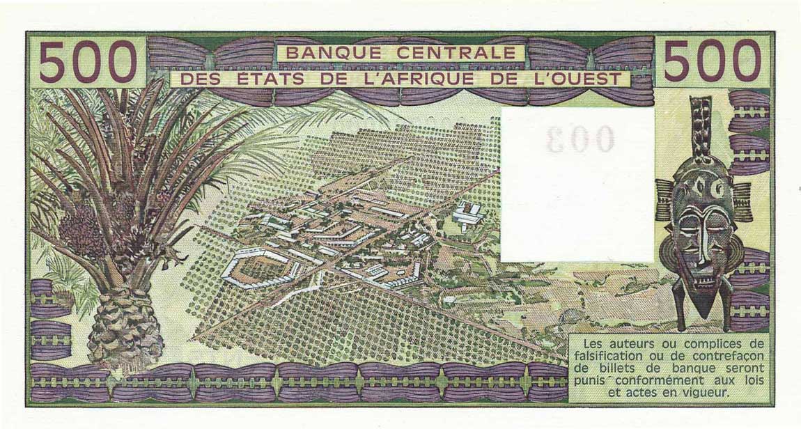 Back of West African States p806Ts: 500 Francs from 1988