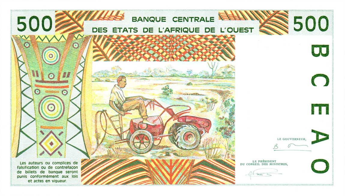 Back of West African States p810Td: 500 Francs from 1994