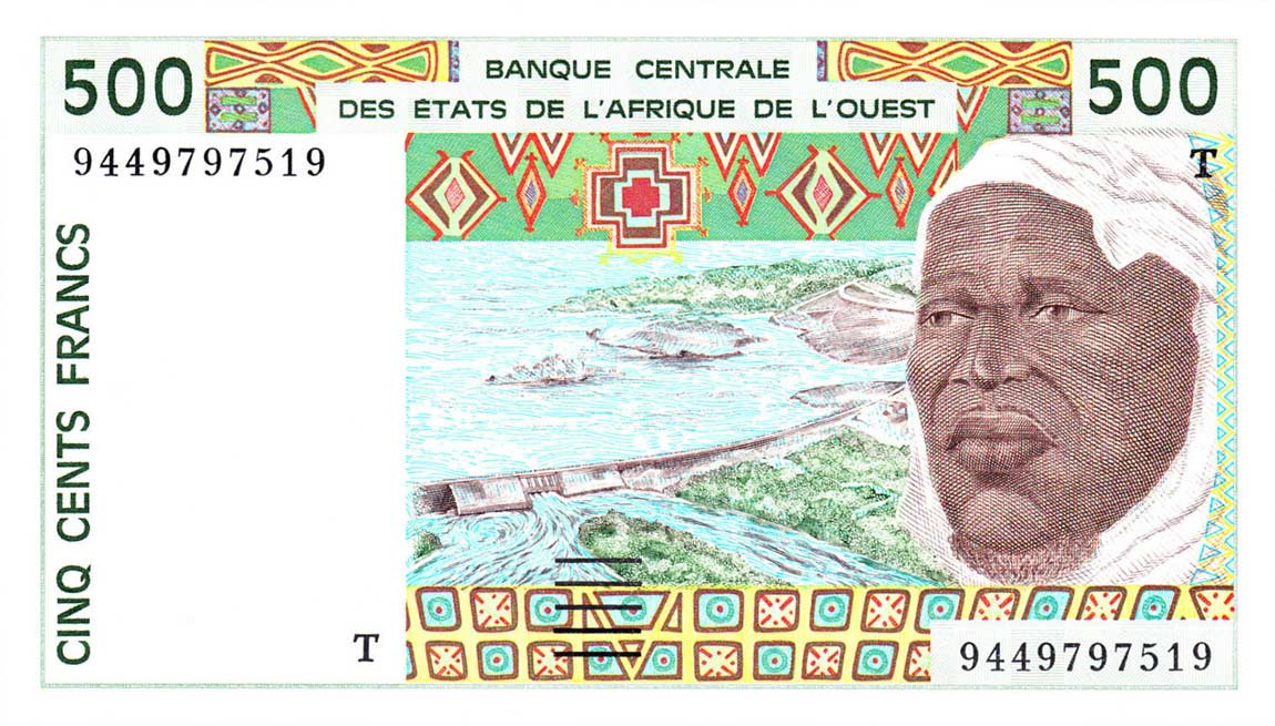 Front of West African States p810Td: 500 Francs from 1994