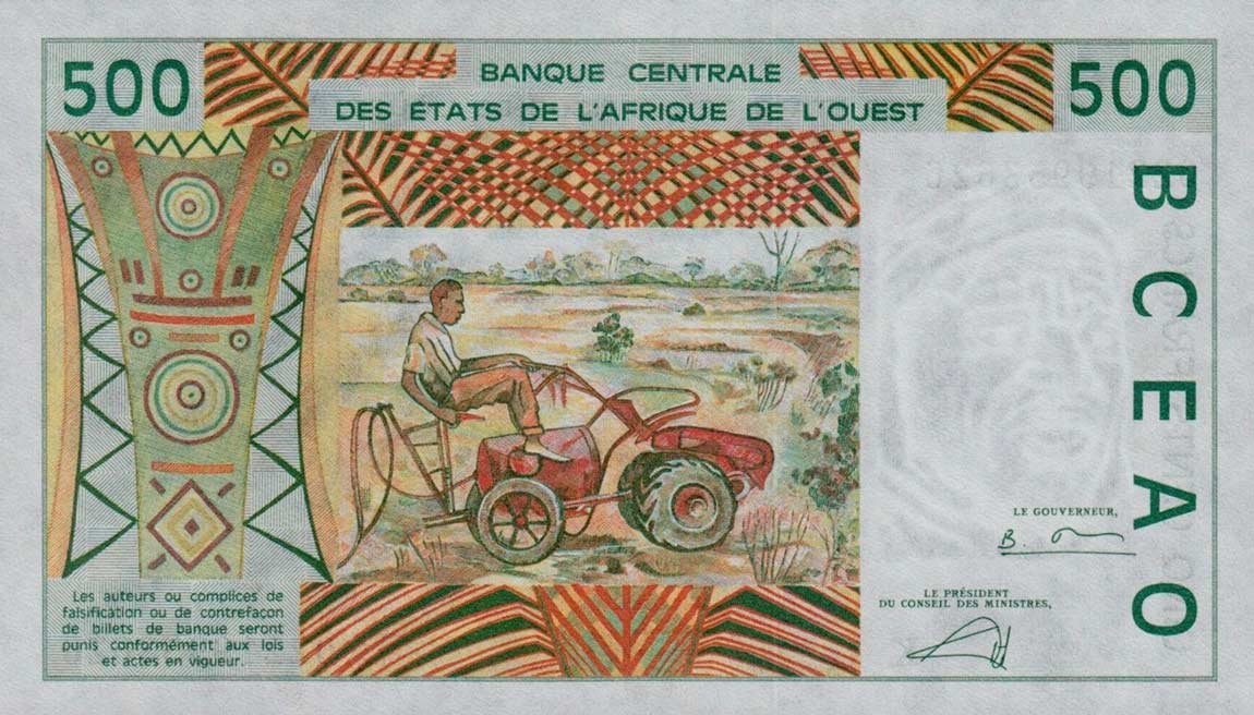 Back of West African States p810Tm: 500 Francs from 2002