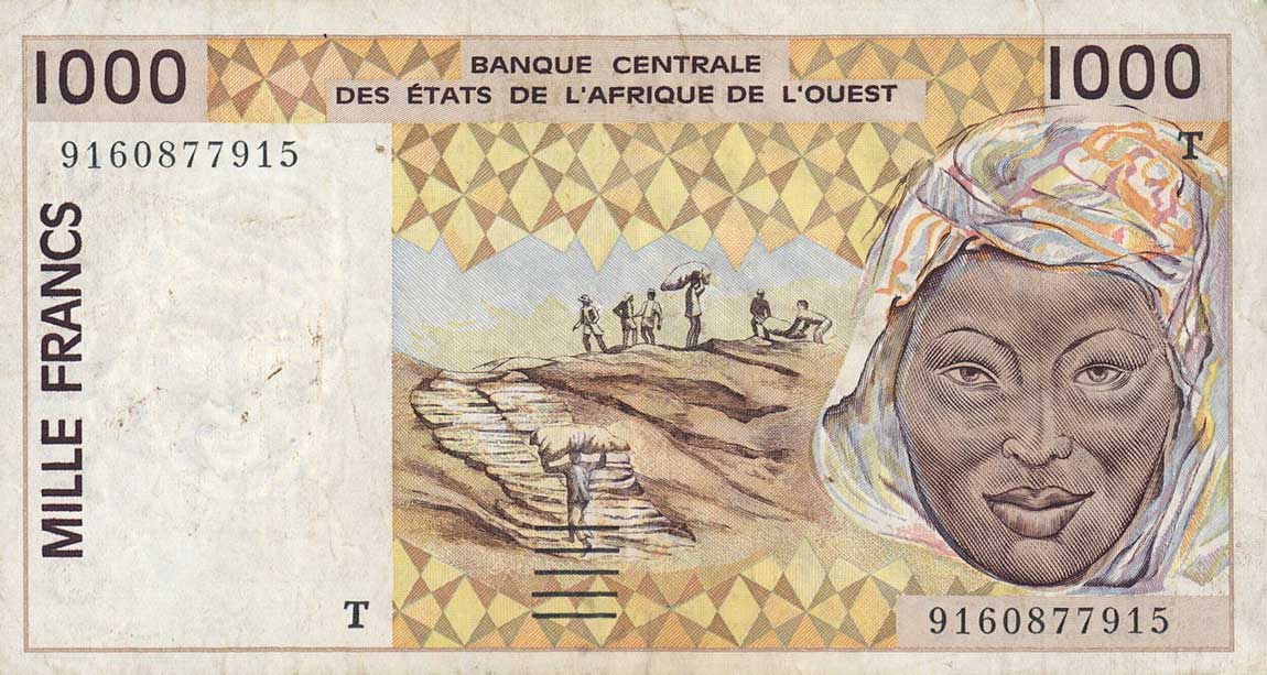 Front of West African States p811Ta: 1000 Francs from 1991