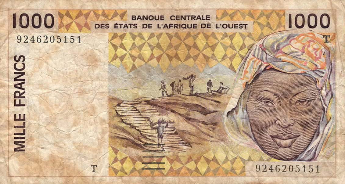 Front of West African States p811Tb: 1000 Francs from 1992