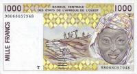 p811Th from West African States: 1000 Francs from 1998