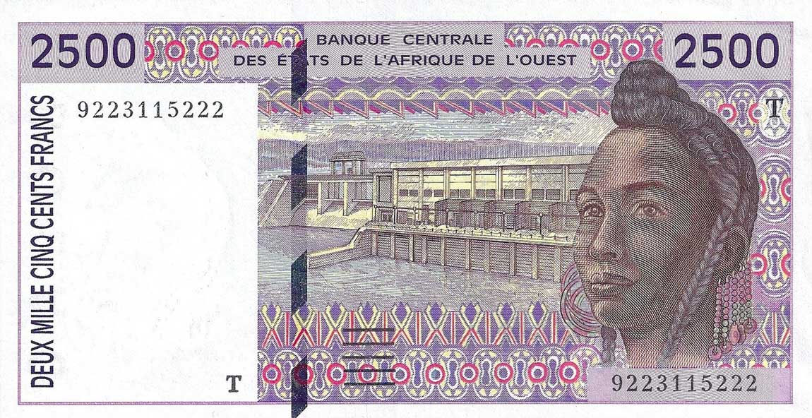 Front of West African States p812Ta: 2500 Francs from 1992