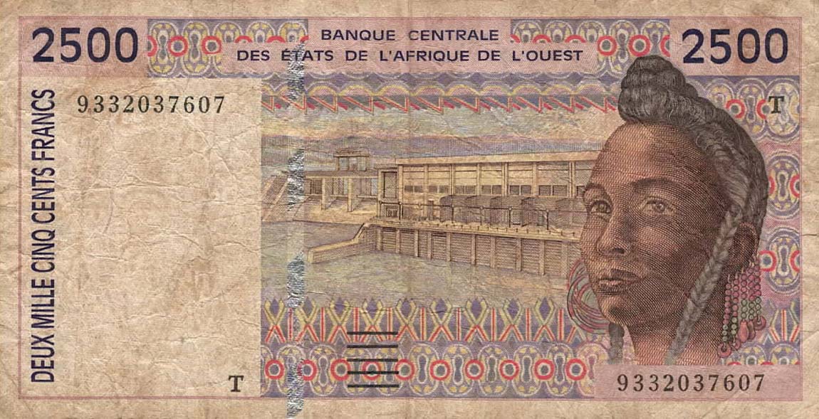 Front of West African States p812Tb: 2500 Francs from 1993