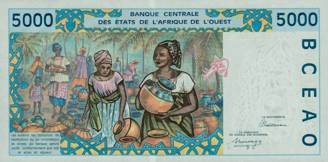 Back of West African States p813Ta: 5000 Francs from 1992