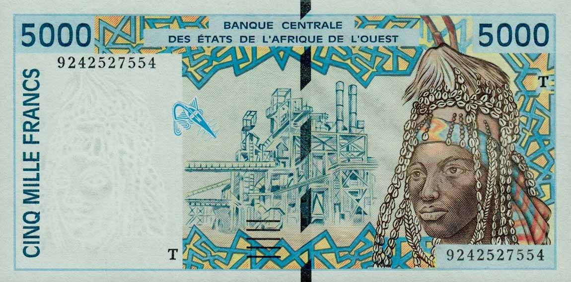 Front of West African States p813Ta: 5000 Francs from 1992