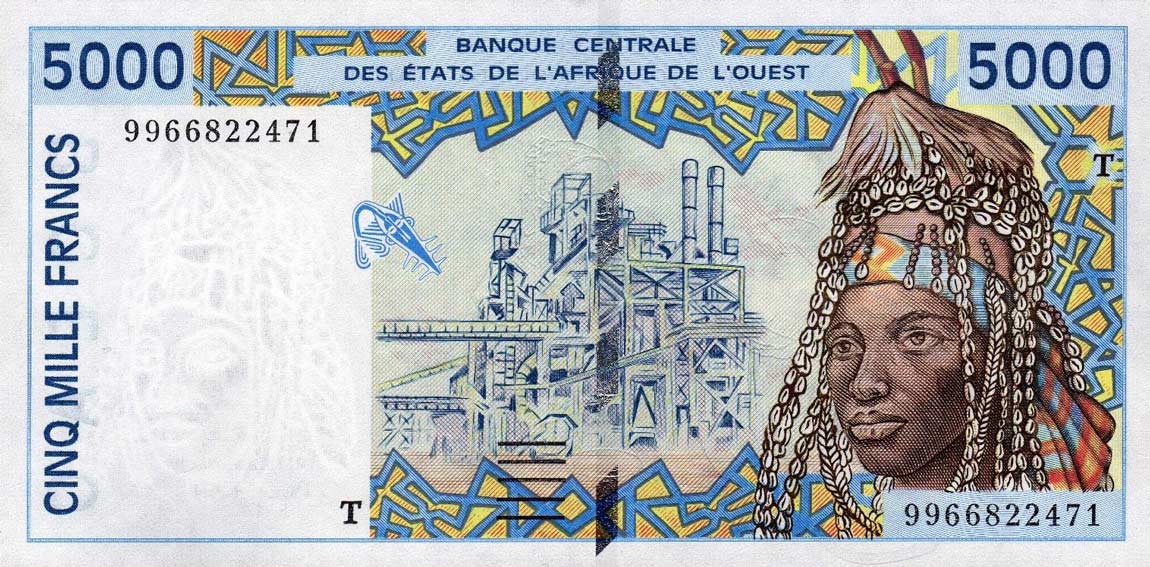Front of West African States p813Th: 5000 Francs from 1999