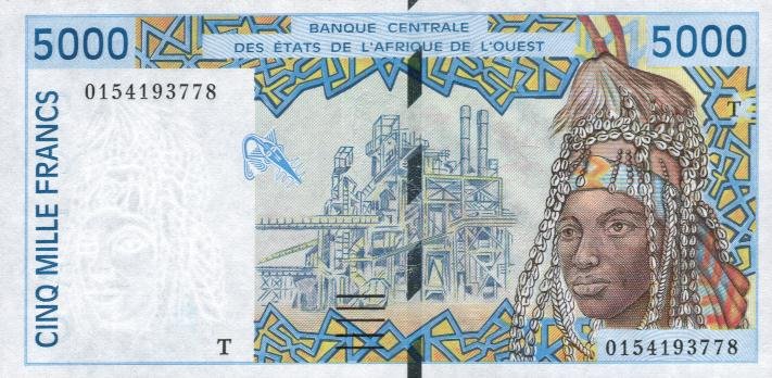 Front of West African States p813Ti: 5000 Francs from 2000