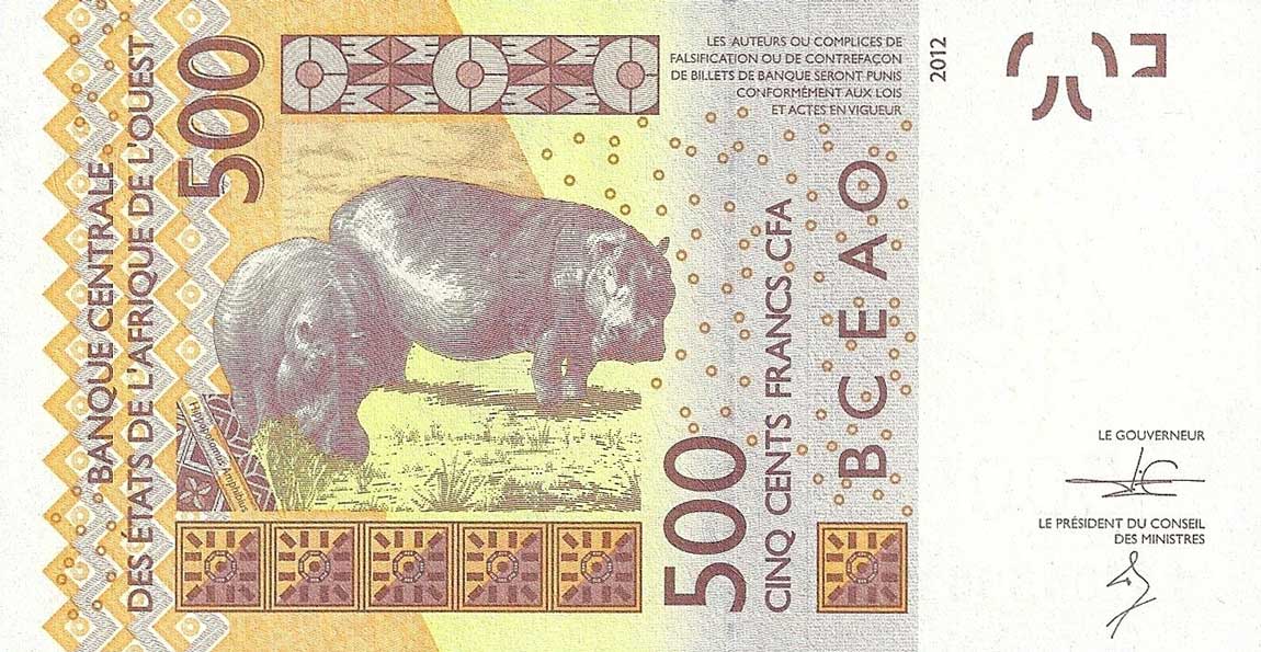 Back of West African States p819Tc: 500 Francs from 2014