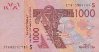 Gallery image for West African States p915Sq: 1000 Francs
