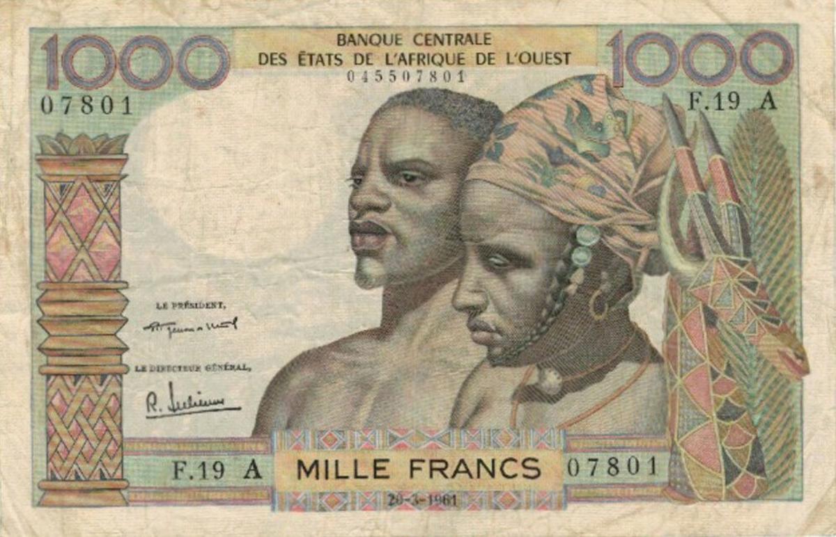 Front of West African States p103Aa: 1000 Francs from 1959